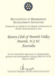 Membership Initiatives Award 2003/2004